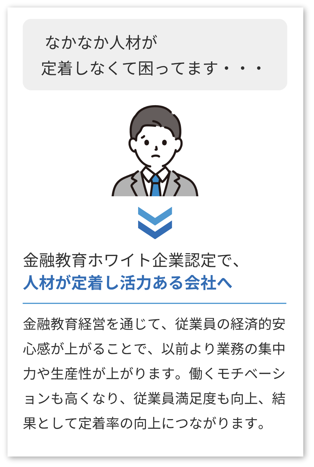 金融教育ホワイト企業認定で、人材が定着し活力ある会社へ